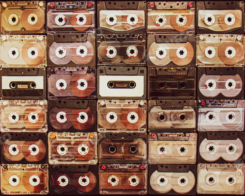 Preview: audio cassette background, retro music background