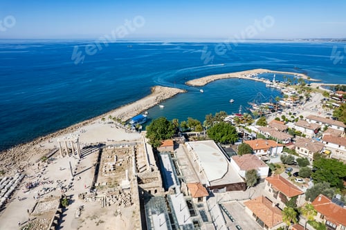 Preview: Aerial view of ancient Side town, Antalya Province, Turkey