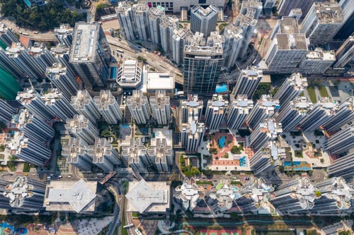 Preview: Quarry bay, Hong Kong 19 March 2019: Drone fly over Hong Kong city