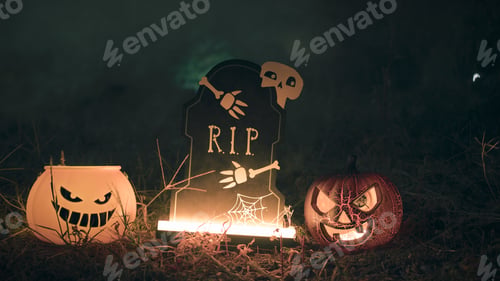 Preview: Tombstone In The Night Dark Halloween Mountain
