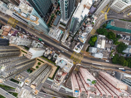 Preview: Hong Kong 08 February 2022: Top view of Hong Kong city in Sheung Wan