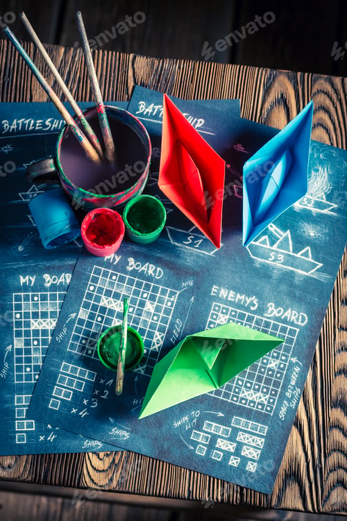 Preview: Retro battleship paper game for two players