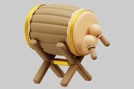 Preview: Wooden barrel with yellow band and spout