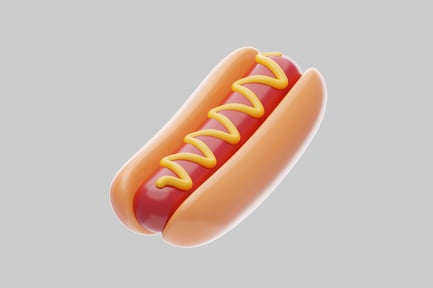 Preview: Hot dog with mustard on a bun