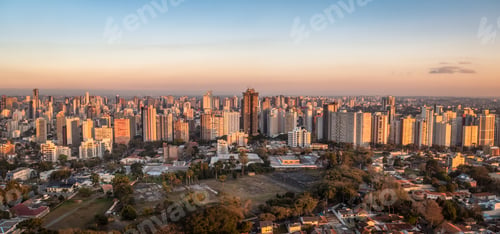 Preview: Aerial view of Curitiba City at sunset - Curitiba, Parana, Brazil