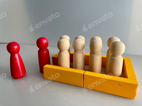 Preview: Close-up shot of wooden figures standing in the frame