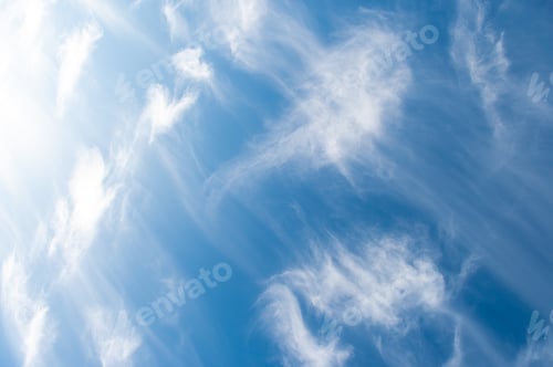 Preview: Blue sky white cirrus clouds on sunny day