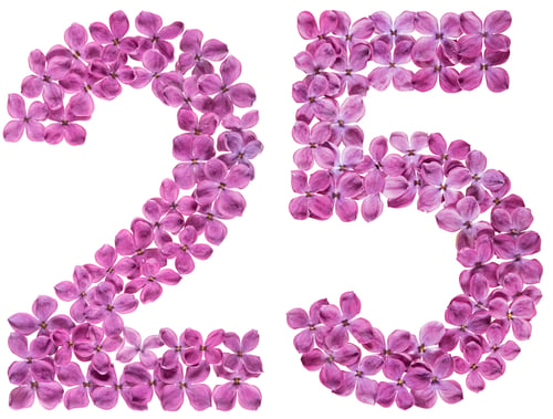 Preview: Arabic numeral 25, twenty five, from flowers of lilac, isolated on white background