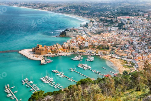 Preview: Spectacular aerial cityscape of Castellammare del Golfo town
