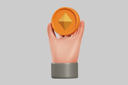 Preview: Hand holding cryptocurrency coin