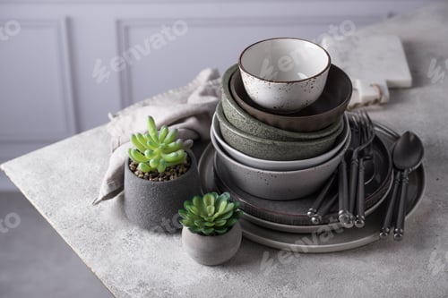 Preview: Craft ceramic plates, bowls and cups