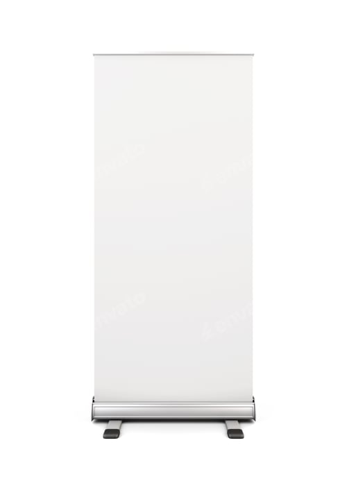 Preview: Blank White Retractable Banner Stand for Design Mockup