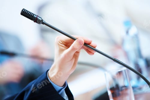Preview: Before A Conference, The Microphones In Front Of Empty Chairs.