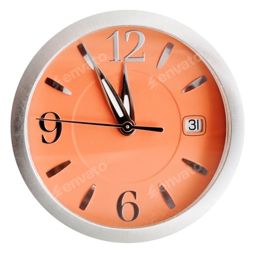 Preview: five to twelve o'clock on orange dial isolated