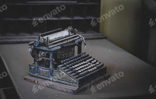 Preview: A vintage typewriter in an old abandoned building