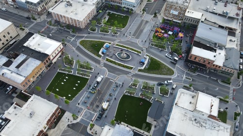 Preview: Aerial shot of the streets of Shelbyville full of roads and houses, Indiana