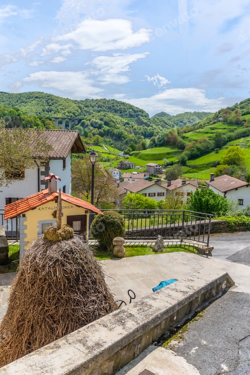 Preview: Areso town in the Sierra de Aralar next to Leiza in Navarre. View of the traditional village