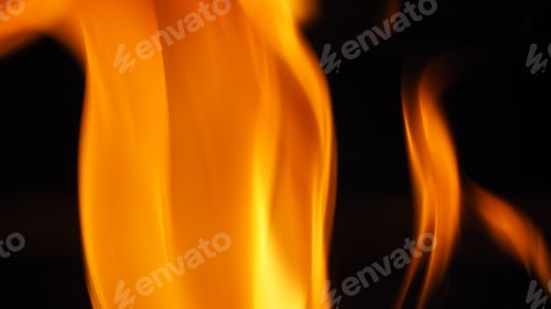 Preview: Close-up images of fire burning on black background