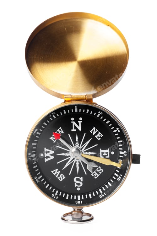 Preview: Compass isolated on white background. Tool for travel, tourism,science