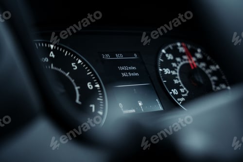 Preview: Of a car dashboard featuring the speedometer