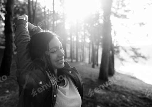 Preview: Woods Woman Forest Girl Green Holiday Trip Concept