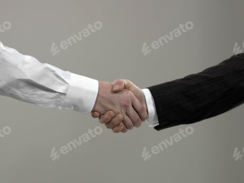 Preview: Business men shaking hands, close-up