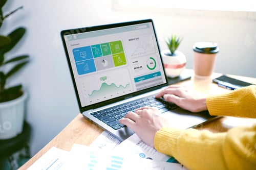 Preview: Businesspeople working in finance and accounting Analyze financial graph budget