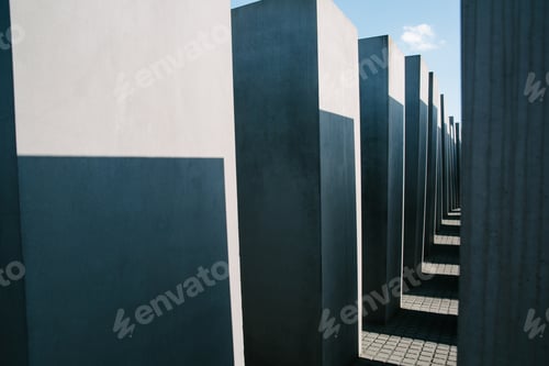 Preview: BERLIN, GERMANY - JUNE 20, 2017: historical architecture The Holocaust Memorial, Memorial to the