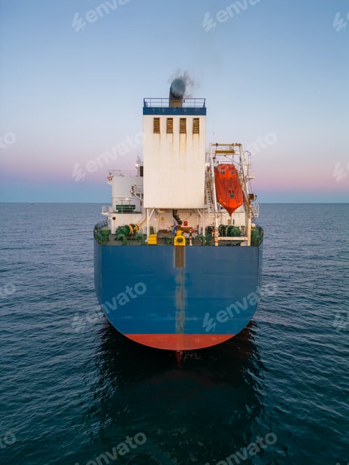 Preview: Aerial view oil ship tanker carrier oil on the sea at sunset