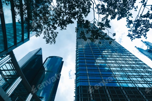 Preview: Hong Kong, China skyscraper building in modern city landscape, business urban center of Asia