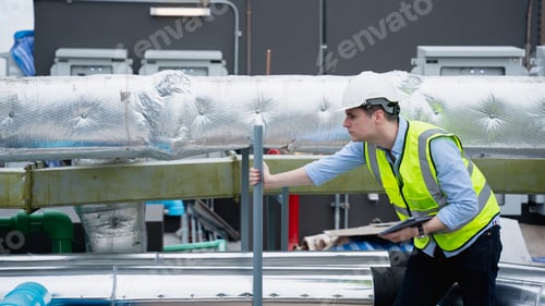 Preview: Engineer is checking the cooling system for the air conditioning in building or industrial building.