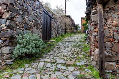 Preview: Cobblestone path winding through traditional village street. Fikardou Cyprus