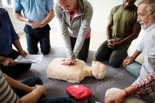Preview: Group of diverse people in cpr training class