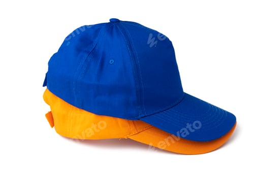 Preview: Stack of baseball caps isolated on white background