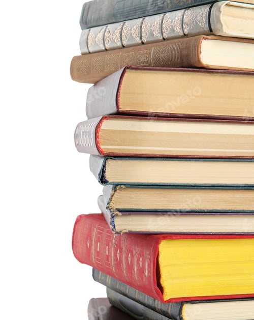 Preview: Collection of different books isolated on white