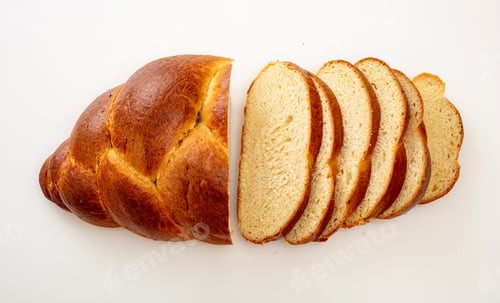 Preview: Easter sweet bread, greek tsoureki braid isolated on white background