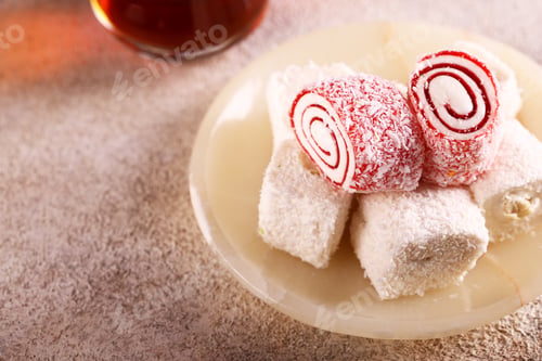 Preview: turkish arabic sweets lokum for treat and dessert