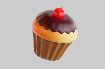 Preview: Chocolate-glazed cupcakes with cherry and orange garnish
