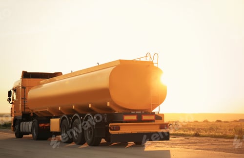 Preview: Modern yellow truck parked on country road