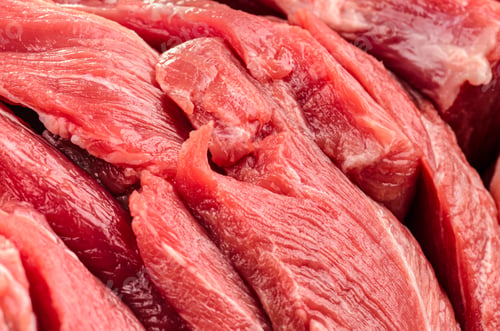 Preview: Piece of fresh raw pork meat background.