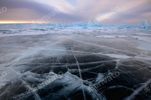 Preview: Patterned ice, Baikal Lake, Olkhon Island, Siberia, Russia