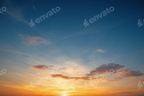 Preview: Sunset Sunrise Sky Background. Natural Bright Dramatic Sky In Su