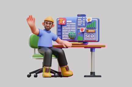 Preview: Bearded man working at desk