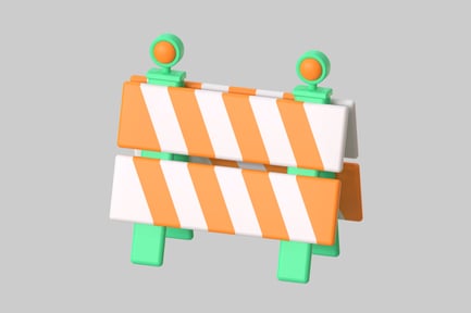 Preview: Cartoon barrier with hazard lights