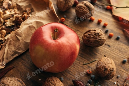 Preview: Autumn fruit, apple and walnuts