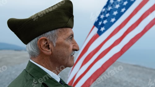 Preview: Old Soldier At The Beach On Veterans Day