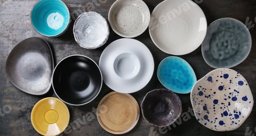 Preview: Empty colorful plates collection