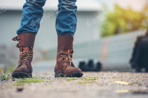 Preview: Women wear construction Boots safety footwear for worker at construction site