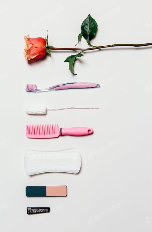 Preview: Feminine intimate hygiene set over white background
