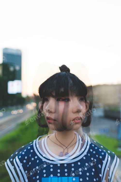 Preview: Young asiatic woman outdoor